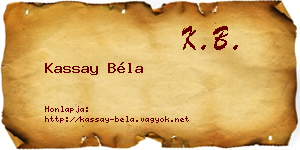 Kassay Béla névjegykártya