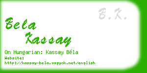 bela kassay business card